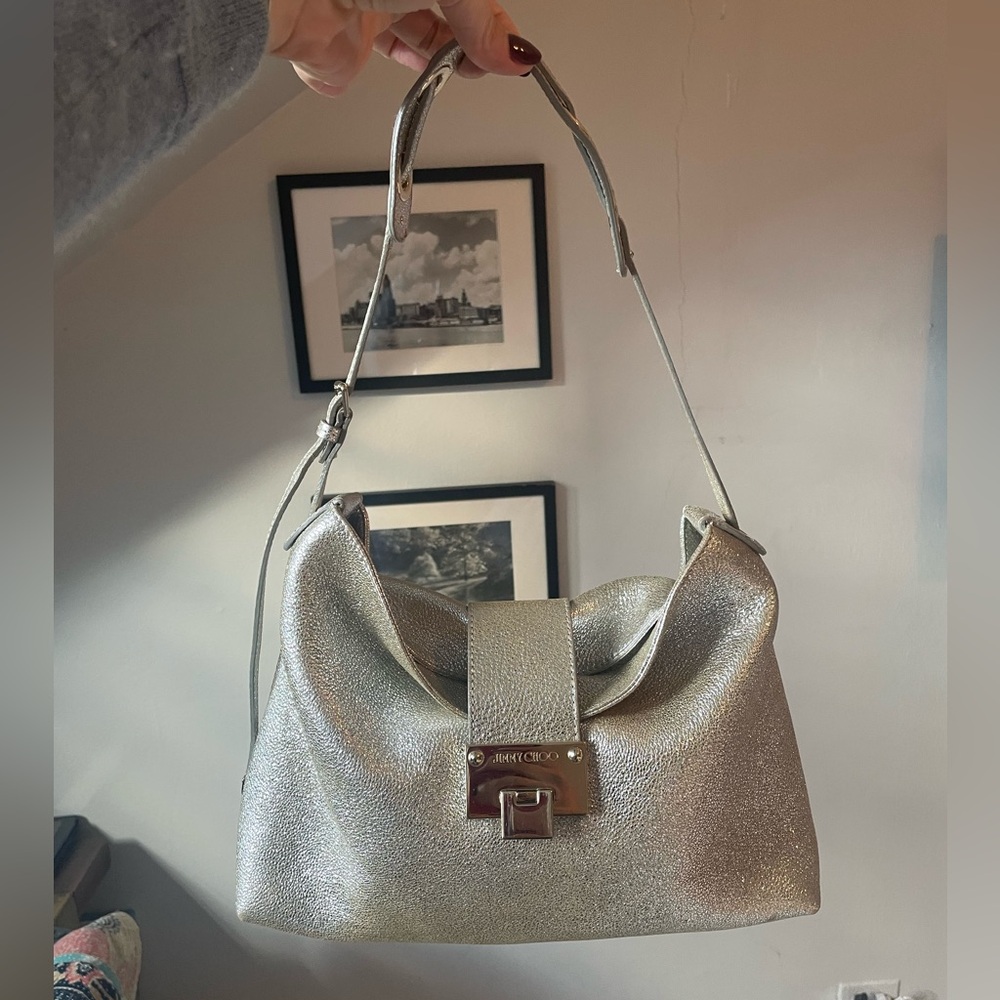 Jimmy Choo metallic leather shoulder bag